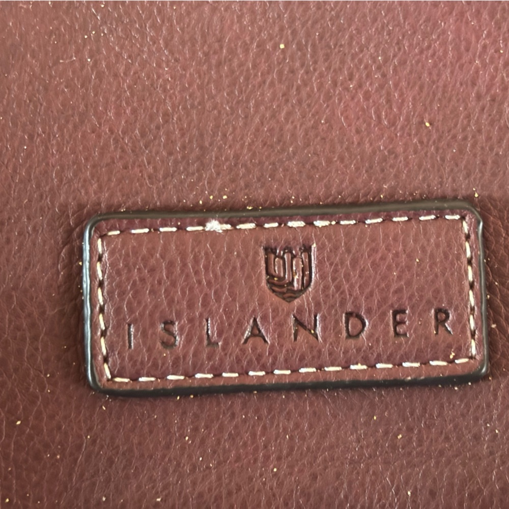 Islander Jura Backpack in burgundy leather and burgundy multi Harris Tweed - Picture 5 of 16